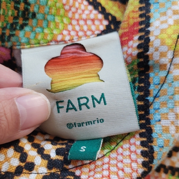 Farm Rio Colorful Geometric Patterned Linen Crop Top Size Small Boho Trendy - Picture 5 of 8